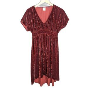 Cabi Crushed Velvet Burgundy Grace Tribute Dress Sz XS Empire Waist Whimsygoth